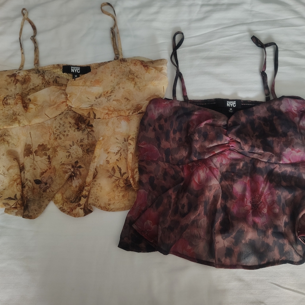 Madden NYC Floral Beige and Pink Flower Camisoles. Babydoll Peplem Fairy